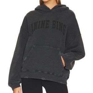 ANINE BING Harvey Sweatshirt in Dark Washed Black size L
